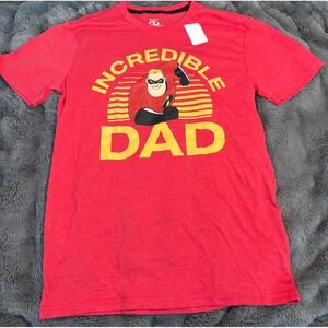 Disney Pixar The Incredibles Dad Graphic T Shirt Red Heather Size S